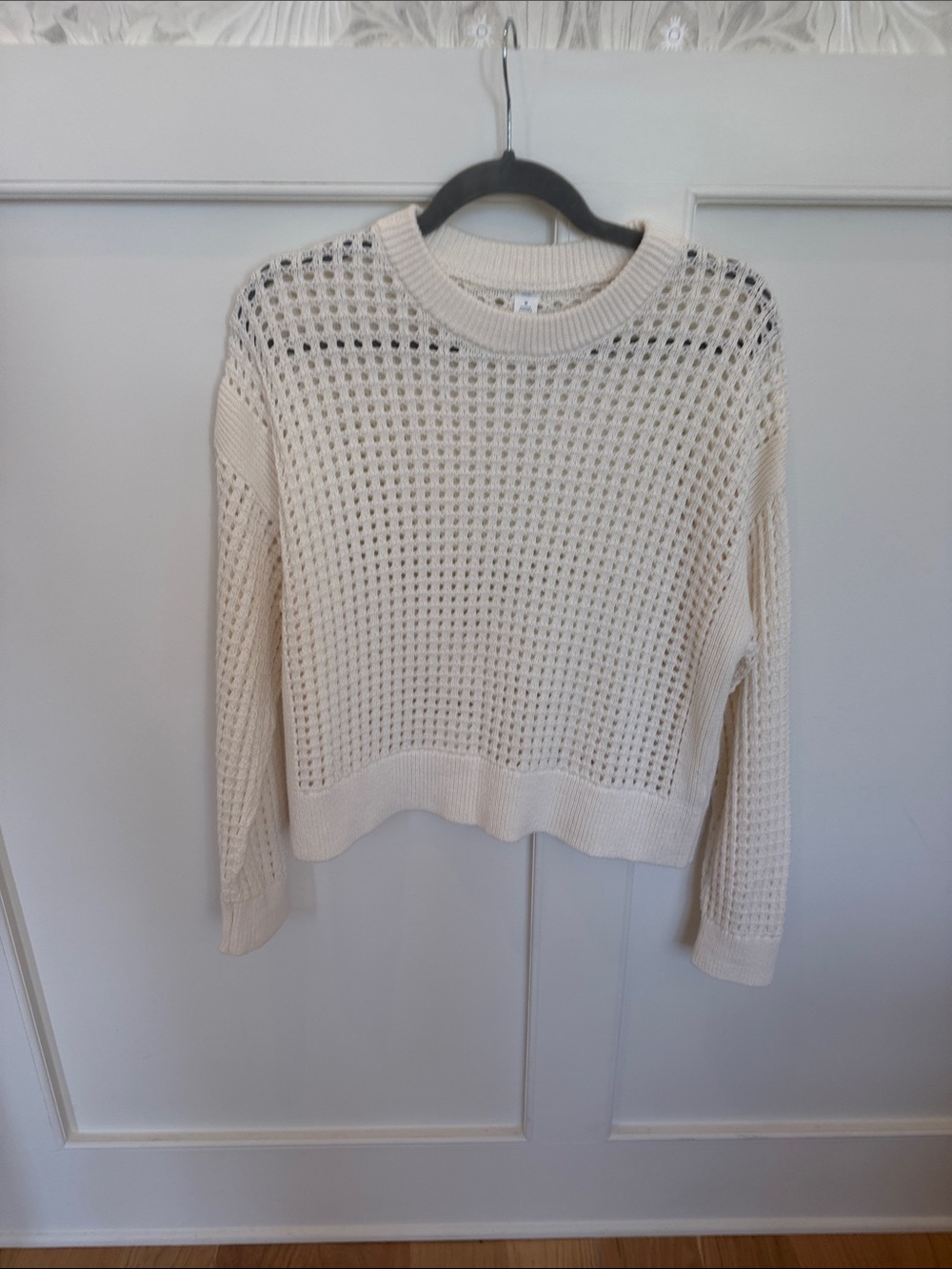 Old Navy Cream Open-Weave Crewneck Sweater